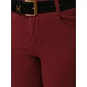 Jeansy damskie dzwony z paskiem z wysokim stanem bordowe FashionStreet UY3111