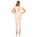 Dámsky sexy overal s véčkovým výstrihom 0000OV5405 Tmavo zelená - Koucla