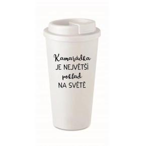KAMARÁDKA JE NAJVÄČŠÍ POKLAD NA SVETE - biely termohrnček 475 ml
