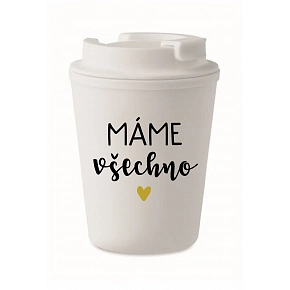 MÁME VŠECHNO - bílý termohrnek 300 ml