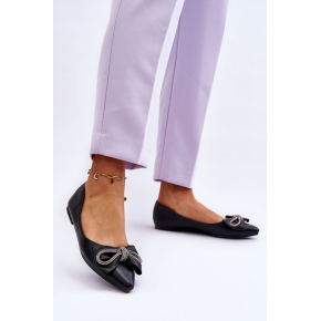 Elegantné baleríny s mašľou 9513 čierne - Sweet Shoes