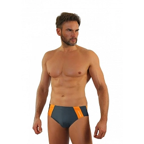 Pánske slipové plavky 447 šedo-oranžové - Sesto Senso