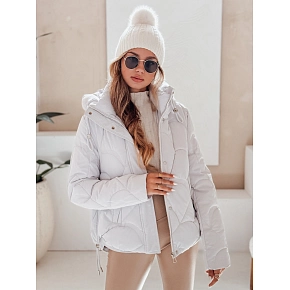 Kurtka damska zimowa LOVEWARM krótka pikowana z kapturem biała FashionStreet TY5042