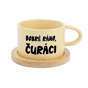 DOBRÉ RÁNO, ČURÁCI - žlutý hrníček makronka 200 ml