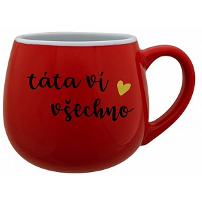 TÁTA VÍ VŠECHNO - červený keramický hrníček 300 ml