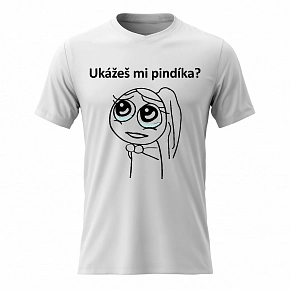 Dámské bavlněné tričko s potiskem - UKÁŽEŠ MI PINDÍKA? - bílé