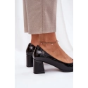 Dámske lodičky na stĺpik podpätku 91130 Čierna - VINCEZA