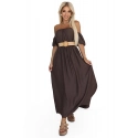 Maxi šaty v boho štýle 614-1 čokoládové - Numoco