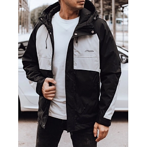 Kurtka męska przejściowa przeciwdeszczowa czarno-szara FashionStreet TX4916