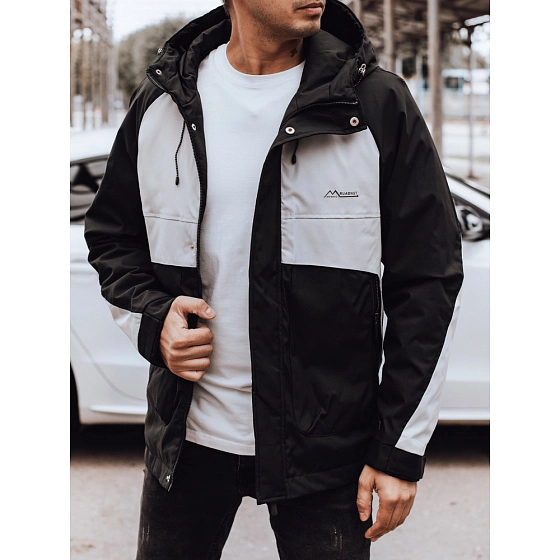 Kurtka męska przejściowa przeciwdeszczowa czarno-szara FashionStreet TX4916