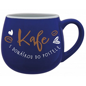 KAFE S DONÁŠKOU DO POSTELE - modrý keramický hrníček 300 ml