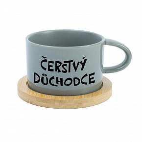 ČERSTVÝ DŮCHODCE - šedý hrníček makronka 200 ml
