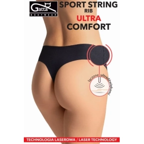 Dámske tangá SPORT STRING RIB ULTRA COMFORT Čierna - Gatta