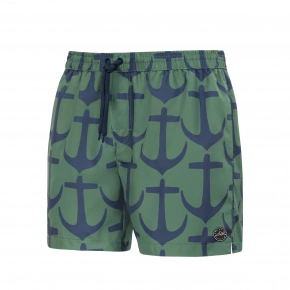 Pánske plavkové kraťasy Happy Self SM29-19 zelená/kotva-vzor - Self