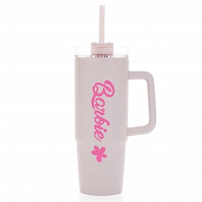 BARBIE - světle růžový cestovní hrnek s průhledným víčkem 900 ml  