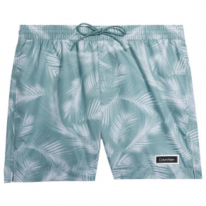 Pánske plavecké šortky so sťahovacou šnúrkou KM0KM00813 0H8 zelená-vzor - Calvin Klein