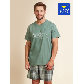 Pánske pyžamo MNS 719 A22 Zelená s potlačou - Key