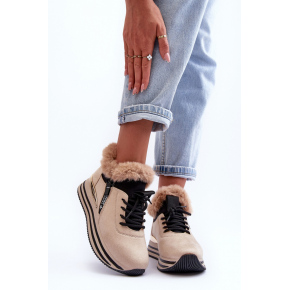 Dámska športová členková obuv 21-Q99 model 185656 Béžová s čiernou - Step in style