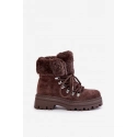 Dámske zateplené členkové topánky s kožúškom 9685 Tmavo hnedé MARQUIIZ