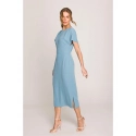 Ceruzkové šaty s rázporkom na boku S398 nebesky modré - Stylove