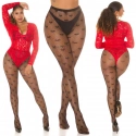 Dámske sieťované pančucháče "Hearts" SR3980 čierne - In-Stylefashion