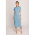Ceruzkové šaty s rázporkom na boku S398 nebesky modré - Stylove