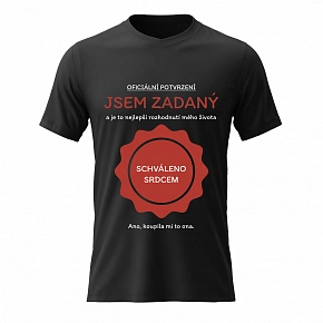 Pánské bavlněné tričko s potiskem - JSEM ZADANÝ - černé