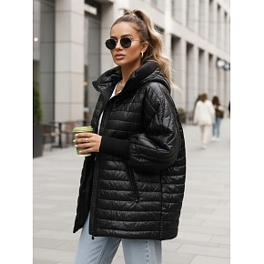 Kurtka damska pikowana z kapturem czarna FashionStreet TY5529