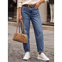 Jeansy damskie balloon fit z paskiem niebieskie FashionStreet UY3128