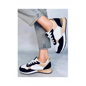 Dámske športové topánky BB2216 Bielo-čierno-béžová - Inello