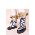 Dámské sněhule AT001 Stříbrná s černou - CHIC shoes