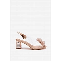 Dámske sandále na podpätku s ozdobou D&A MR52-238 Ružové zlato - D&A