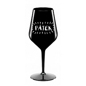 PÁTEK - černá nerozbitná sklenice na víno 470 ml