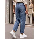 Jeansy damskie balloon fit z paskiem niebieskie FashionStreet UY3128
