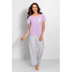 Pyžamo Caroline fialová-šedá - Momenti Per Me