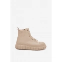 Dámske zateplené členkové tenisky na platforme SS274535 Svetlo béžová - Big Star