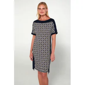 Šaty s krátkymi rukávmi 20502 modro-biele - Vamp