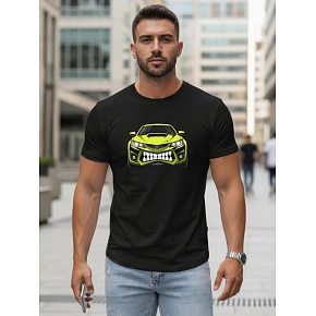 T-shirt męski z nadrukiem auta czarny FashionStreet NX5015R