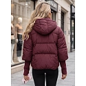 Kurtka damska zimowa pikowana z kapturem bordowa FashionStreet TY5898