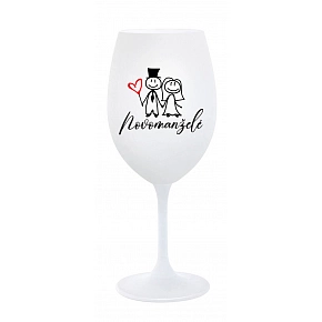 NOVOMANŽELÉ - bílá sklenice na víno 350 ml NOVOMANŽELÉ - bílá sklenice na víno 350 ml