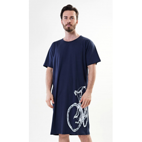 Pánska nočná košeľa s krátkym rukávom Bicykel tm. modrá - Vienetta