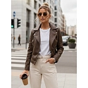 Kurtka damska skórzana ramoneska brązowa FashionStreet TY5541
