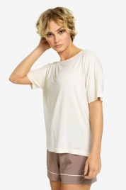 Dámske tričko na spanie QS6408E-101 béžová - Calvin Klein