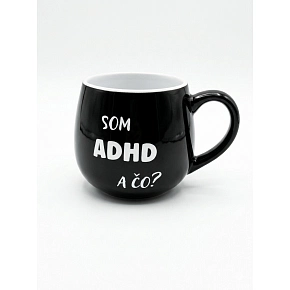 HRNČEK Keramický hrnček Som ADHD a čo? 300 ml čierny - Giftela