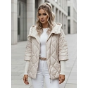 Kurtka damska przejściowa pikowana oversize PUFFILOF jasnobeżowa FashionStreet TY4856