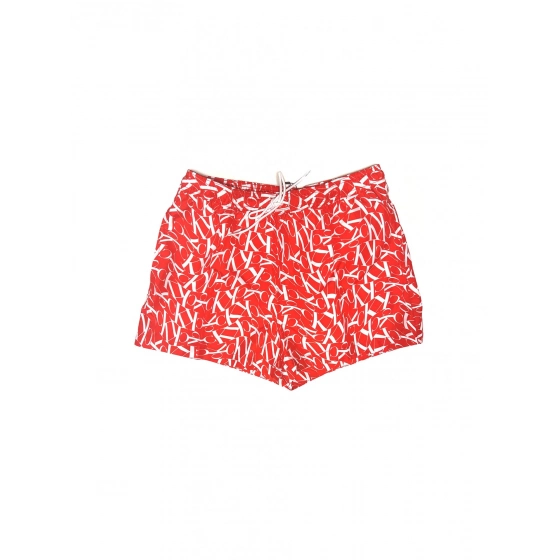Pánske kúpacie kraťasy KM00802 0GM červená/biela - Calvin Klein
