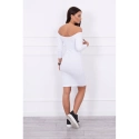 Dámske mini vrúbkované šaty 8974 Biela - K-Fashion