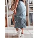 Spódnica jeansowa midi z rozcięciem MORETES niebieska FashionStreet CY0481