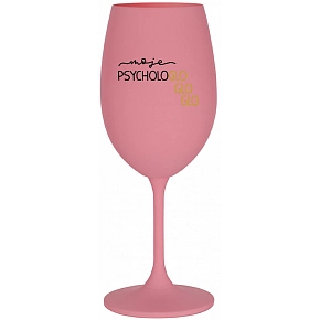 MOJE PSYCHOLOGLOGLOGLO - růžová sklenice na víno 350 ml