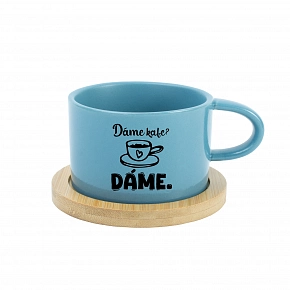 DÁME KAFE? DÁME. - modrý hrníček makronka 200 ml